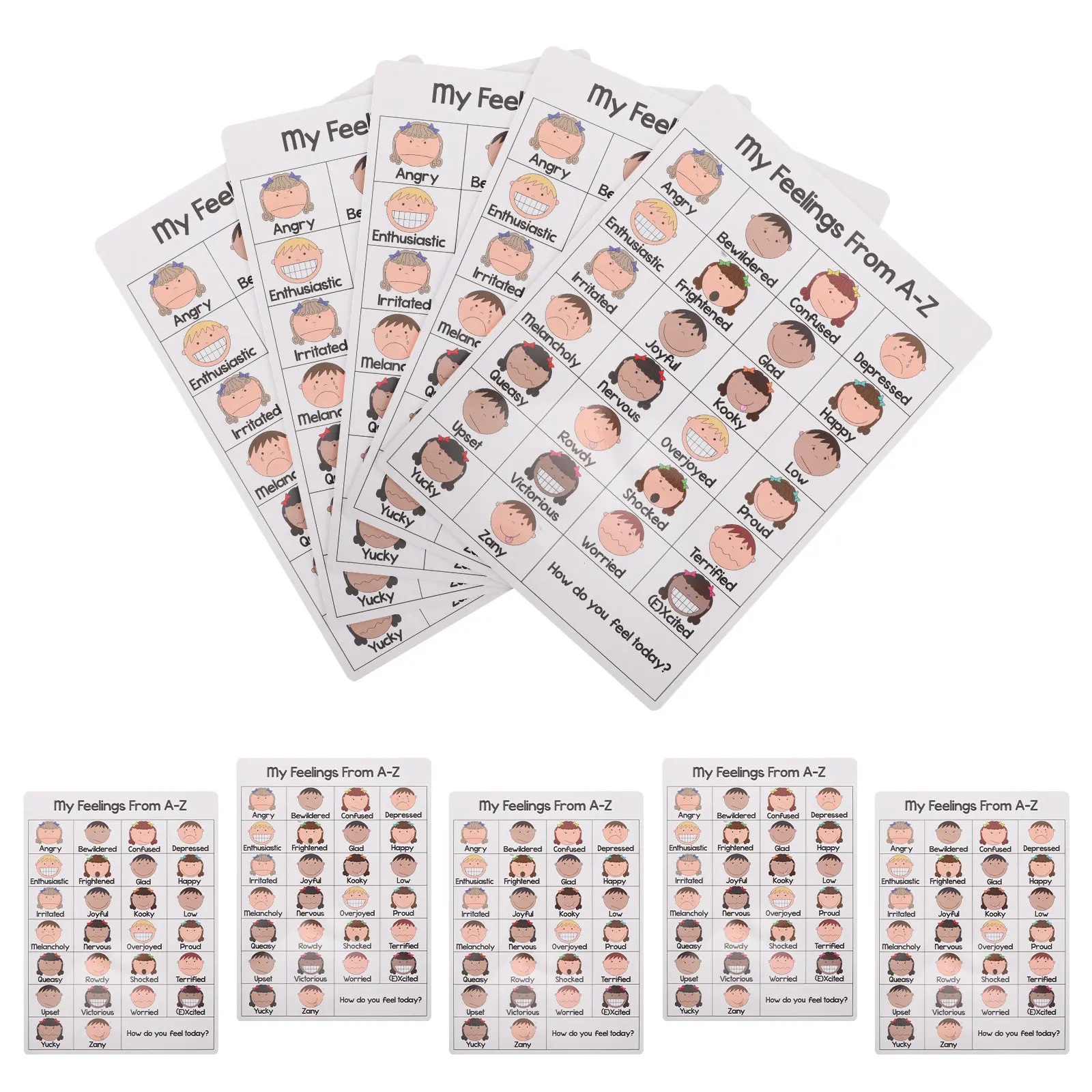 10Pcs 어린이 정서 학습 포스터 A4 를 위한 감정 차트 유치원 치료 자폐증을 위한 관리 도구