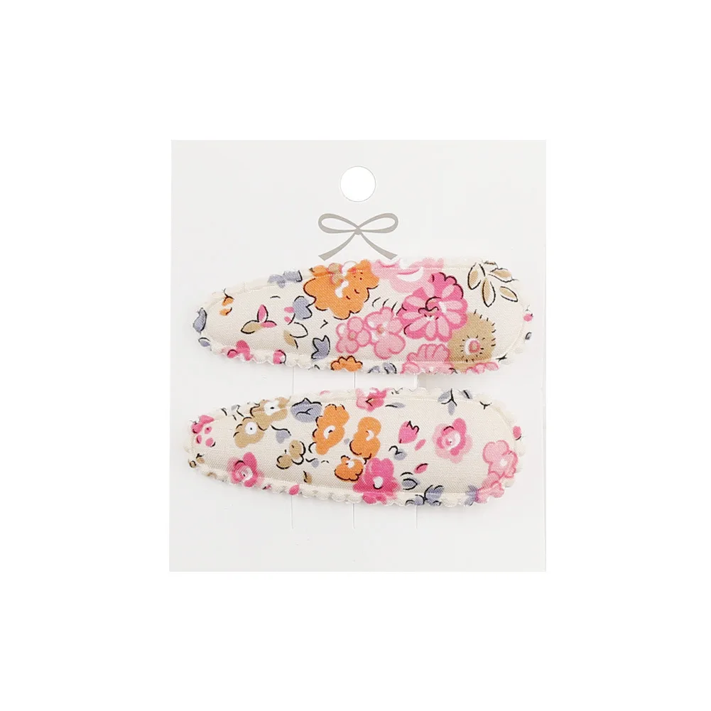 Hair Clips 2pc Floral Print 2inch Basic Snap - Uniqwear