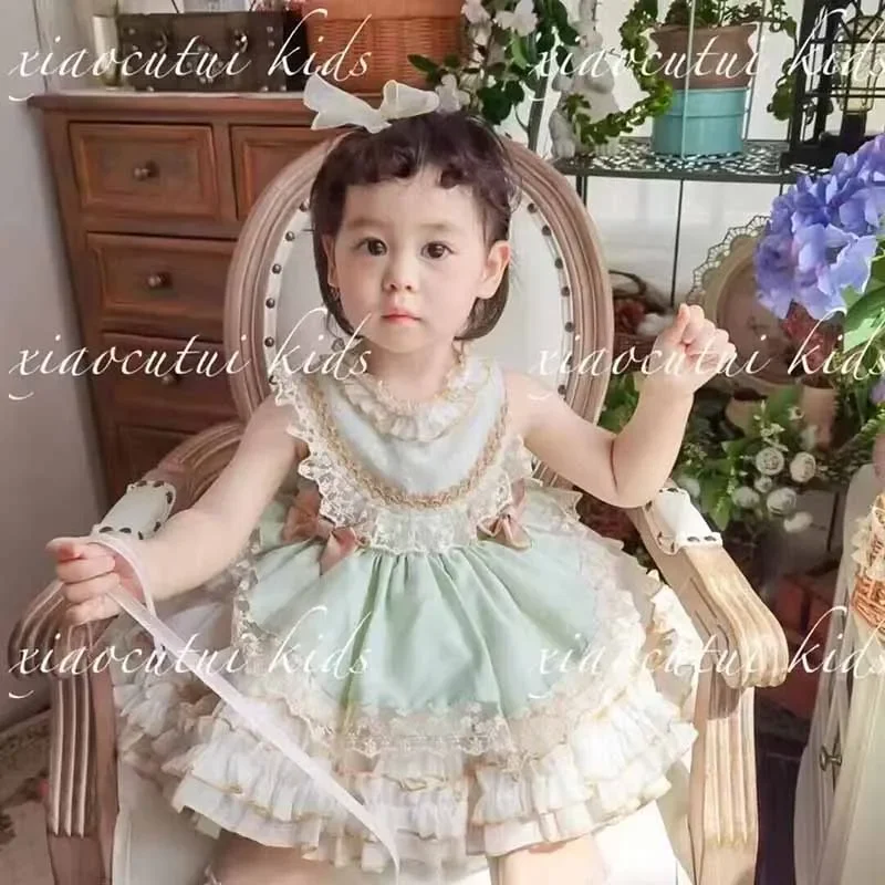 Girls Lolita Kids Summer Lace Purple Pink Green Dress Birthday Party Dress Cute Princess Doll Teen For Girls