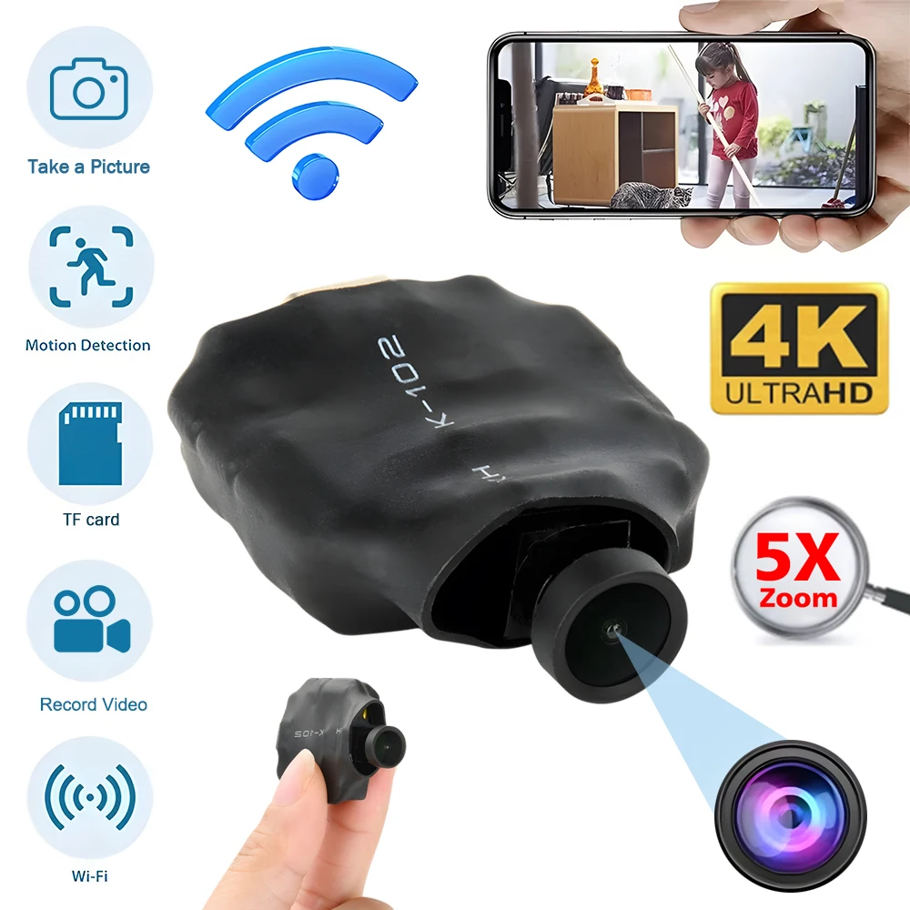 4KWifi DIY IP Camera 120° Wide Angle HD 1080P Smallest Video Recorders Motion Detection Home Baby Monitor Video Surveillance Cam