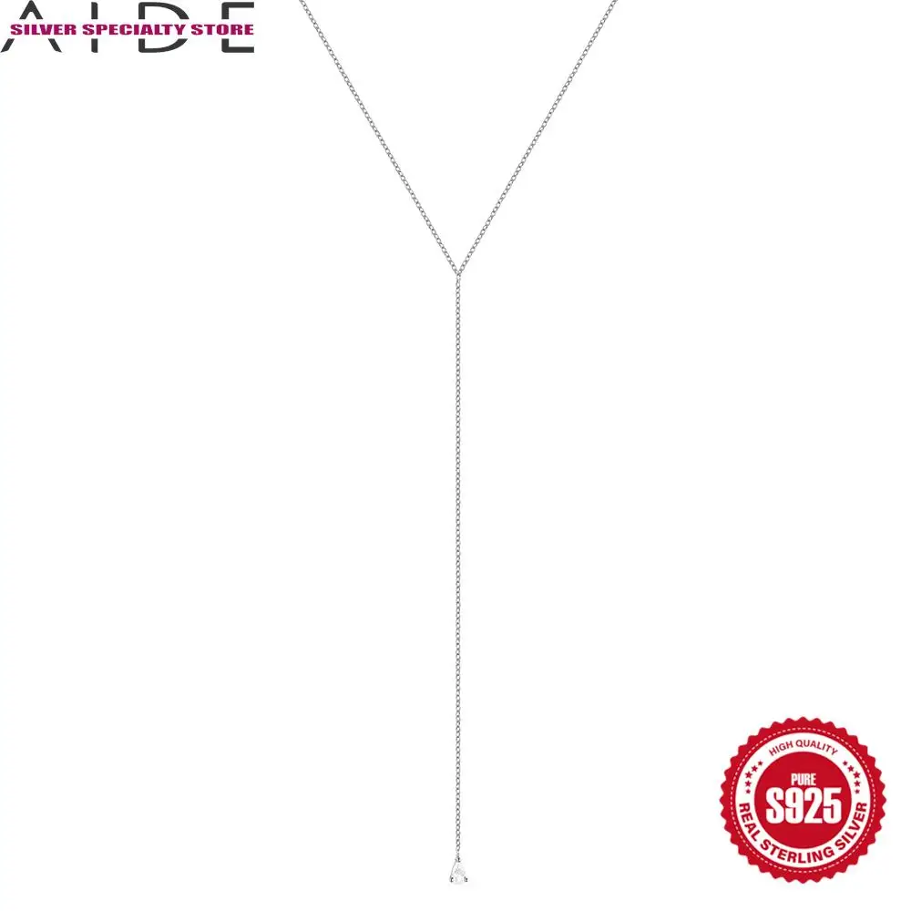 

AIDE Water Drop Studded Diamond 925 Sterling Silver Necklace For Women Wedding Fine Jewelry Chain Choker Collarbone Necklace New