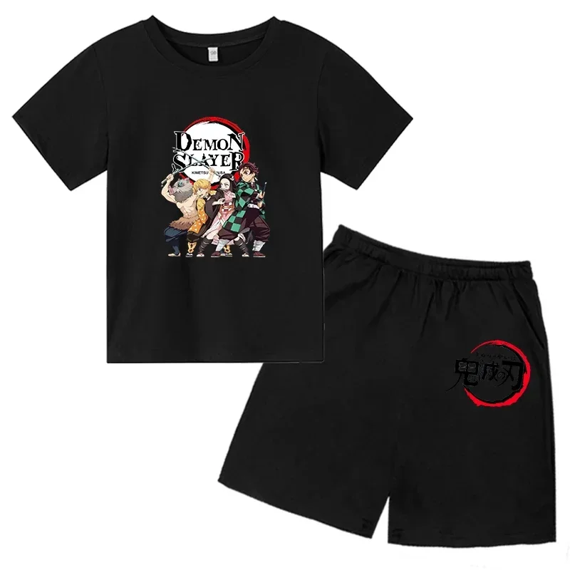 thumbnail image 1 of 2024 Verano Demon Slayer Camiseta estampada para niños 2 piezas Traje para niños y niñas Ropa de manga corta Top informal Conjunto de moda de anime, 1 of 4