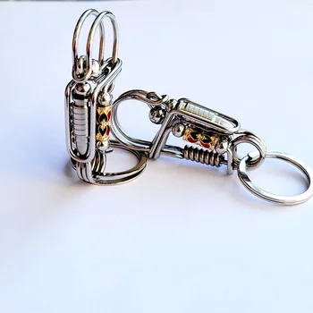 수제 와이어 키 체인, 창의적인 스테인레스 스틸 스냅 클립 후크 카라비너, 자동차 키 링, 키체인 걸쇠, 남자 친구 선물