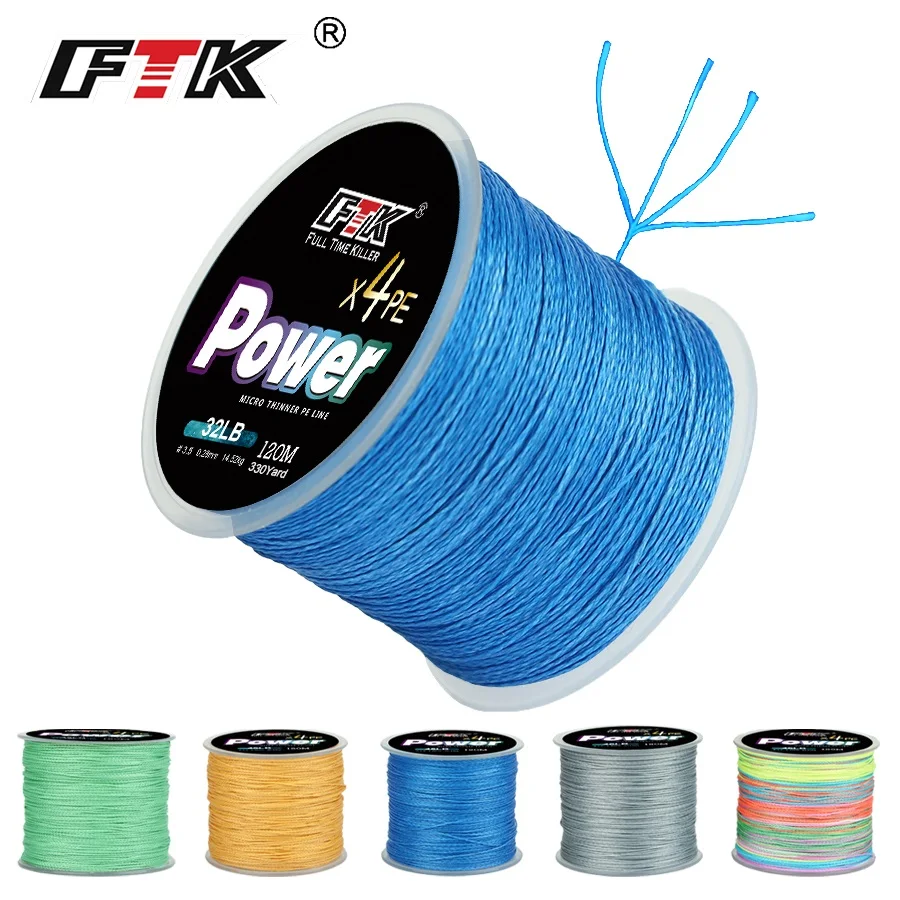 FTK 4 Strands PE Braided Fishing Line Japan 120M Super Strong Lure Wire Multifilament Line 0.10MM-0.60MM 8LB-100LB fishing line fishing tackle