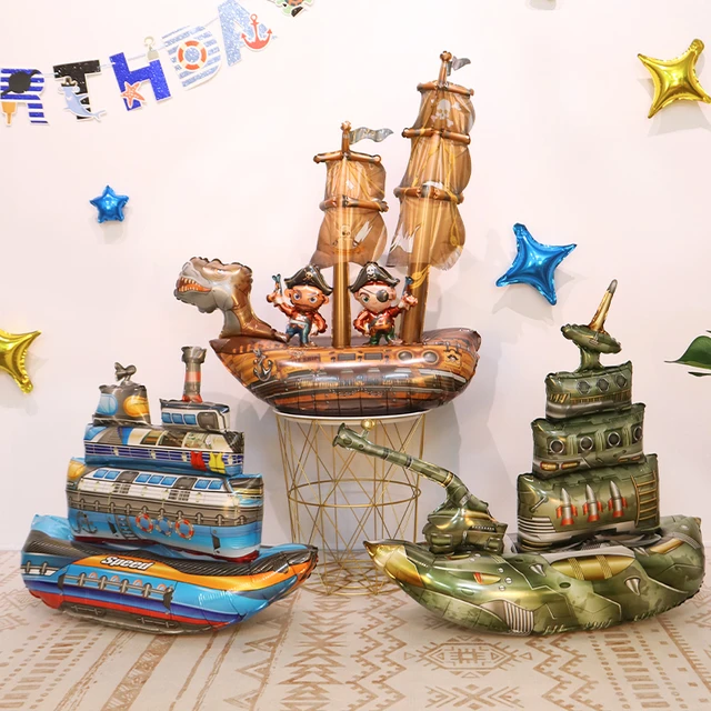 3D Standing Pirate Ship Battleship Aluminum Foil Balloon Nautical Theme  Series Helium Balloons Baby Toys Birthday