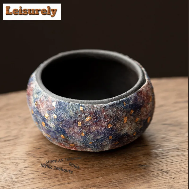 50ML Rock Mineral Point Gold Teacup Traditional Tea Bowl Tea Pair Tea-tasting Fragrance Cup Chazhan Master Cups Household Cafes