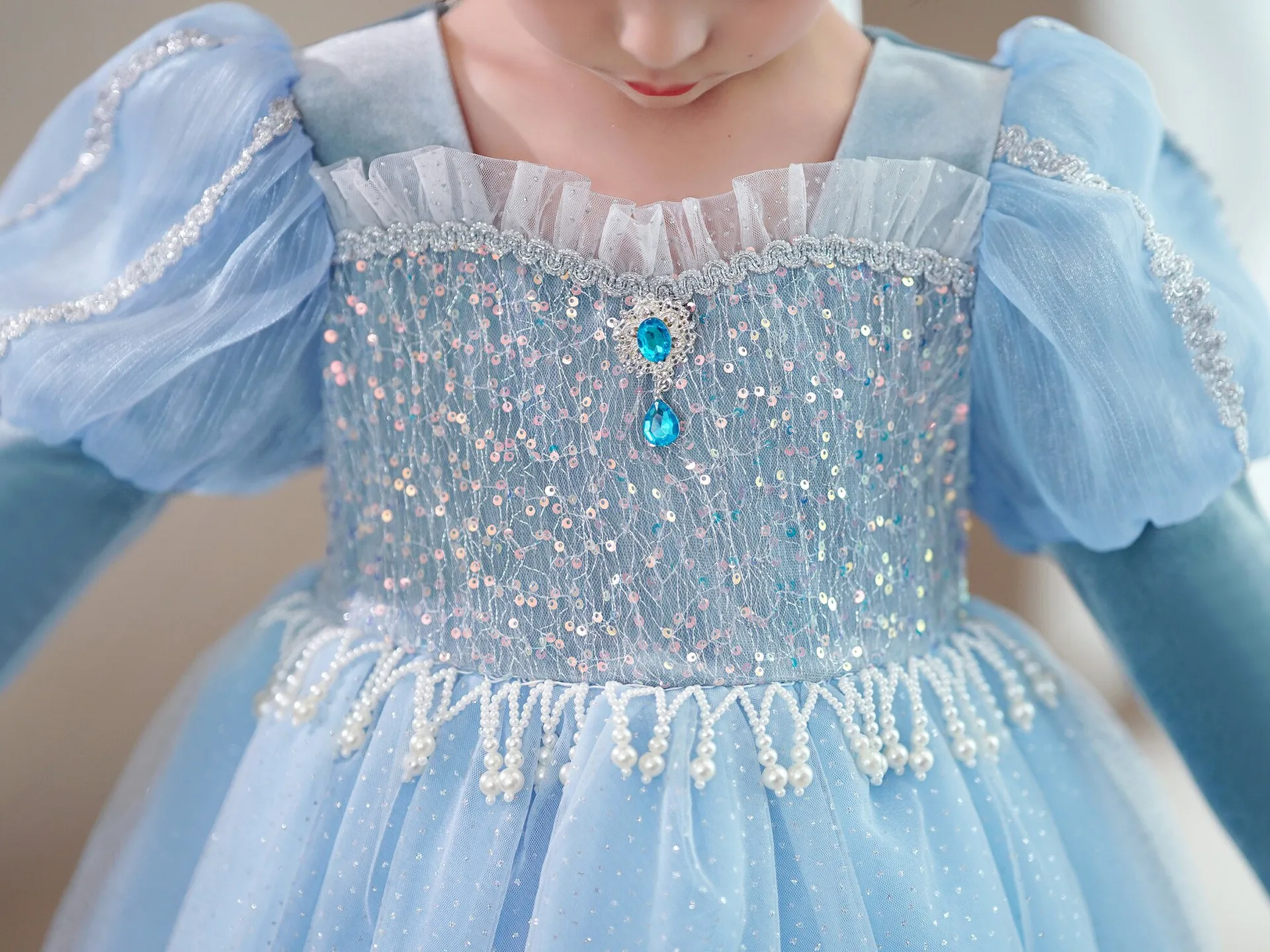 Frozen Fever Vestiti Carnevale Aliexpress Girl Princess Dress Autumn Velvet  Long Sleeves Sequin Elsa, image size:1920x1440
