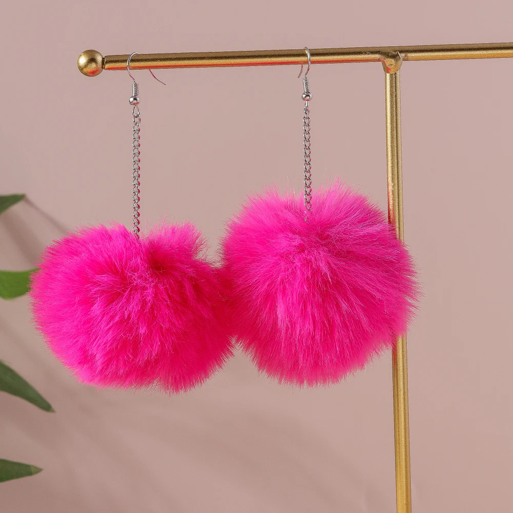Aihua Colorful Fluffy Fur Pom Pom Earrings Soft Faux Rabbit Fur Ball Earrings for Women Kids Jewelry Gifts stud earrings dangle earrings hoop earrings drop earrings pendant earrings long earrings animal earrings golden earrings dome teardrop earrings safety pin earrings crystal tassel earrings crystal earrings fruit design earrings