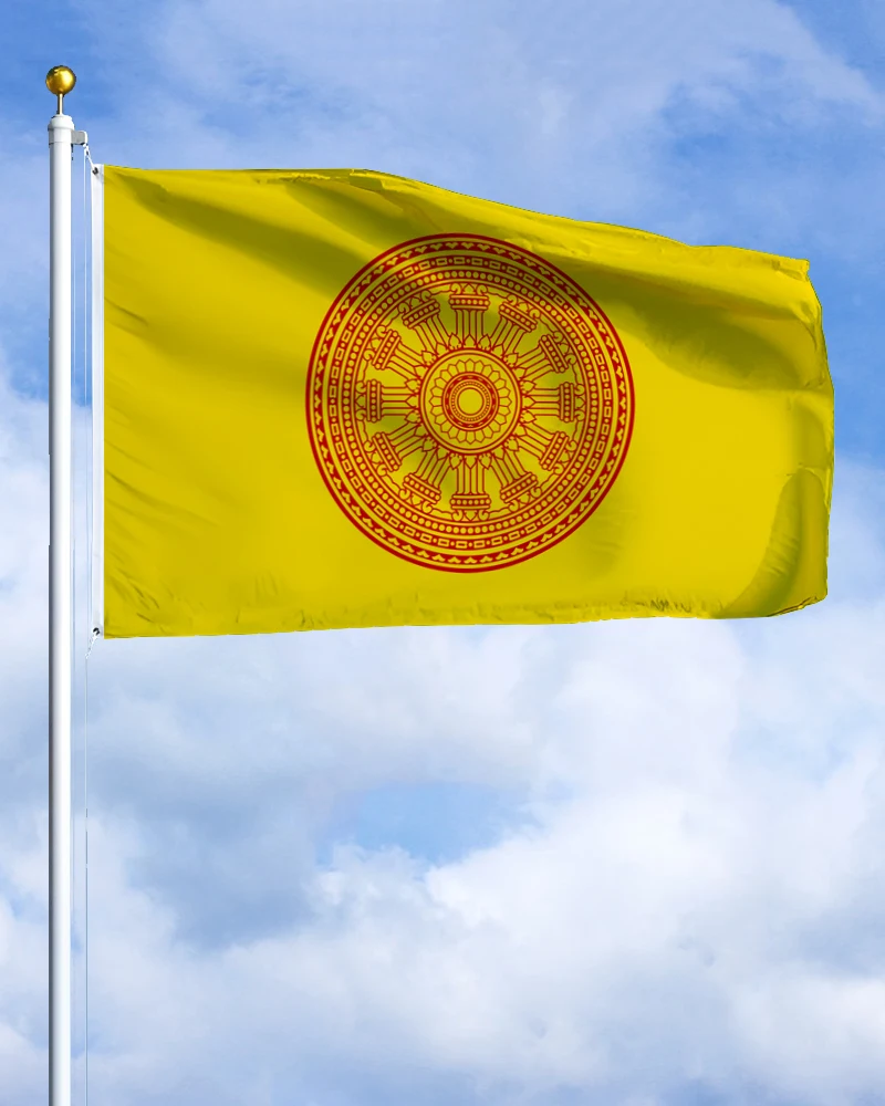 

60×90 90x150 120×180CM Theravāda Theravada Buddhism Flag Polyester Printed Religion Banner Tapestry For Decor