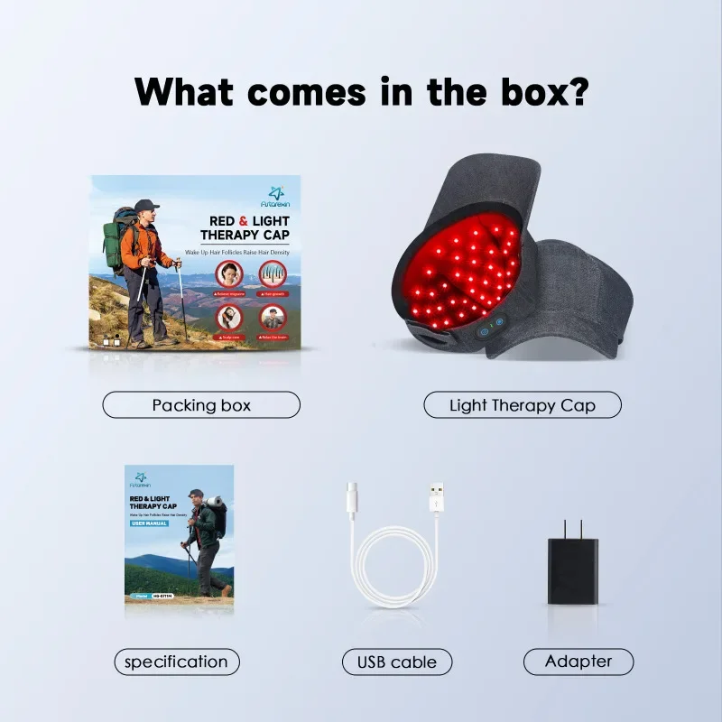 Red Growth Cap LED Health Light Anti Hair Loss Anxiety Reduce Migraine Scalp Relax Heating Promotes Scalp Metabolism_voghion.com