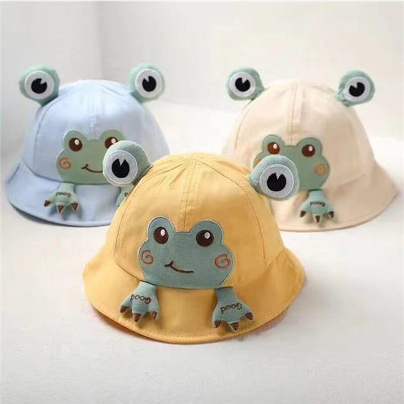 

Baby Bucket Hat for Kids Spring Outdoor Boys Girls Sun Hat Summer Cute Frog Toddler Children Fisherman Cap Cotton Panama Bonnet