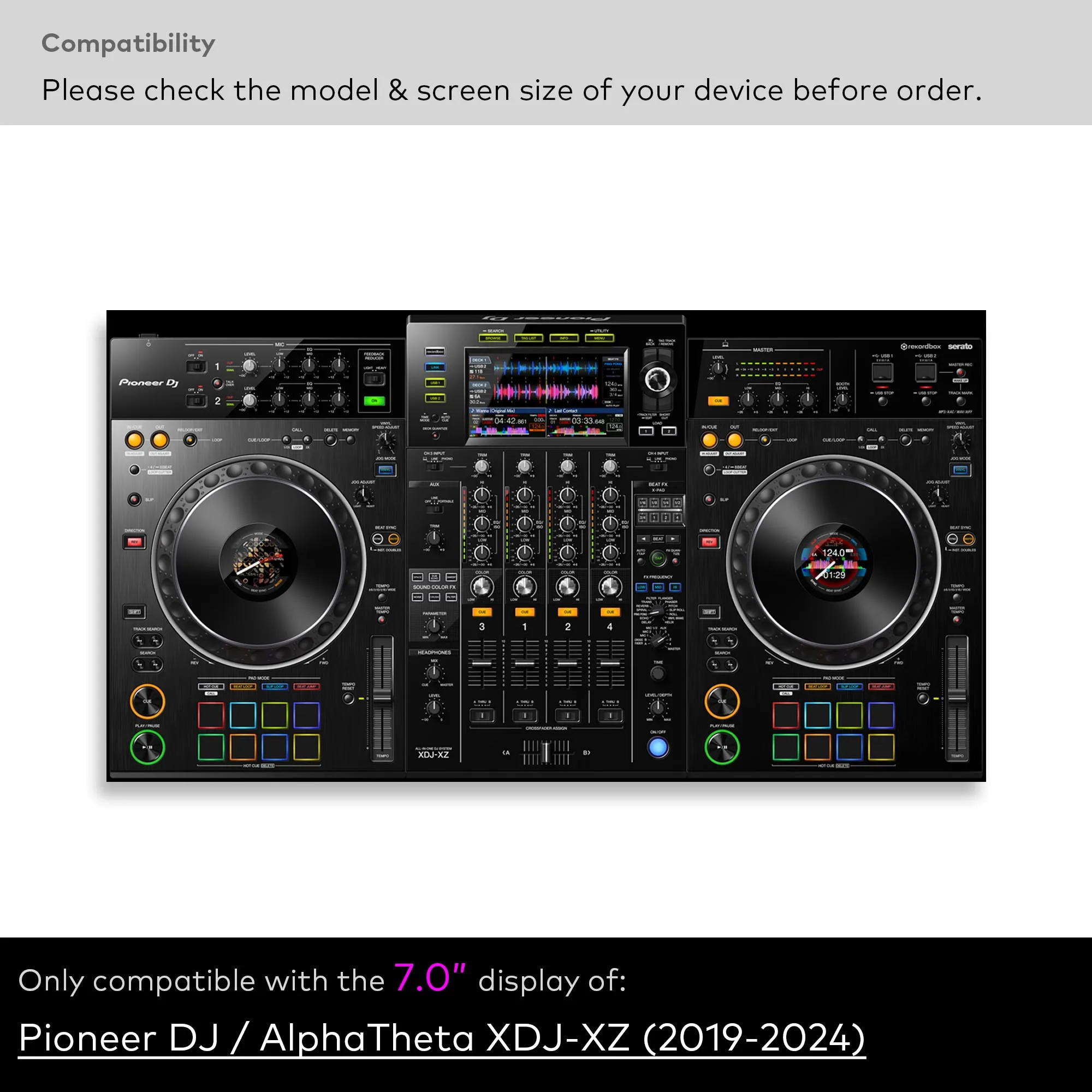 AlphaTheta XDJ-XZ용 강화 유리 화면 보호 필름, Pioneer DJ XDJ-XZ 올인원 4채널 디지털 DJ 시스템 7.0인치용