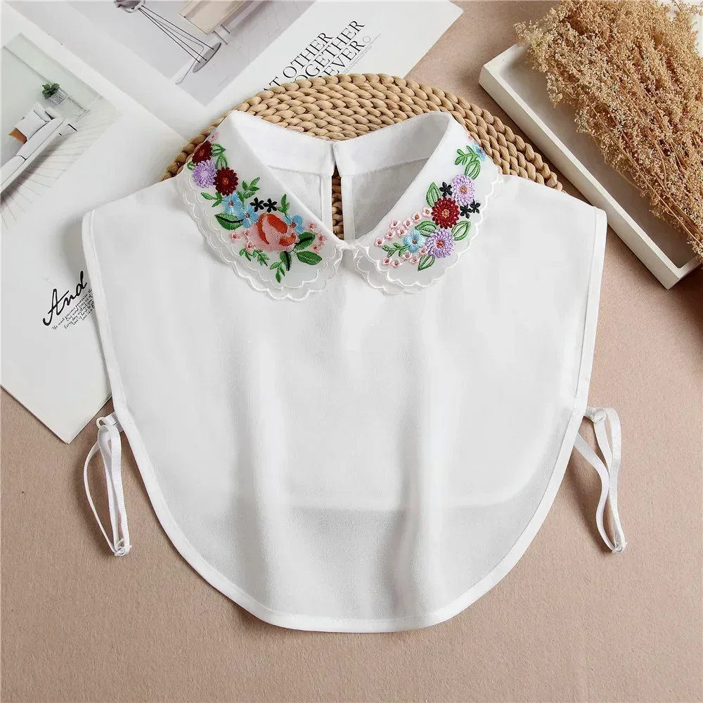 Vintage Lace Front Tie White Detachable Faux Collar