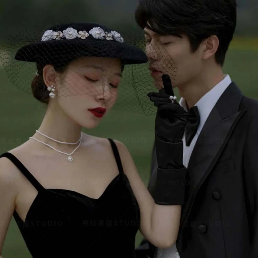 Fascinator Hats-Black Bride Hats Wedding fascinators for women