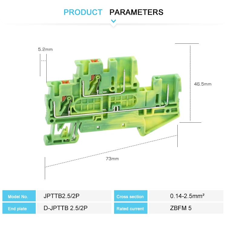 Pulg in Din Rail Klemmen block pttb 2.5/2p-pe Erdung zweistufige Klemmen drücken Erdung kabelst ecker pttb2.5/2p – Detail 4