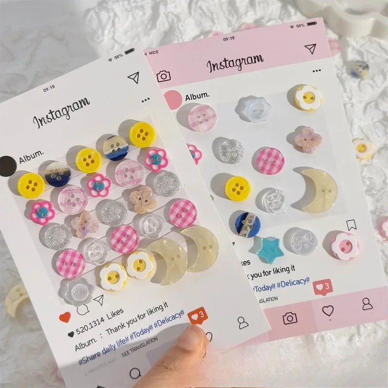 10pcs/bag Ins Style DIY Buttons for Apparel Sewing Supplies Fashion Doll Clothes Accessories and Journaling Scrapbooking Decor