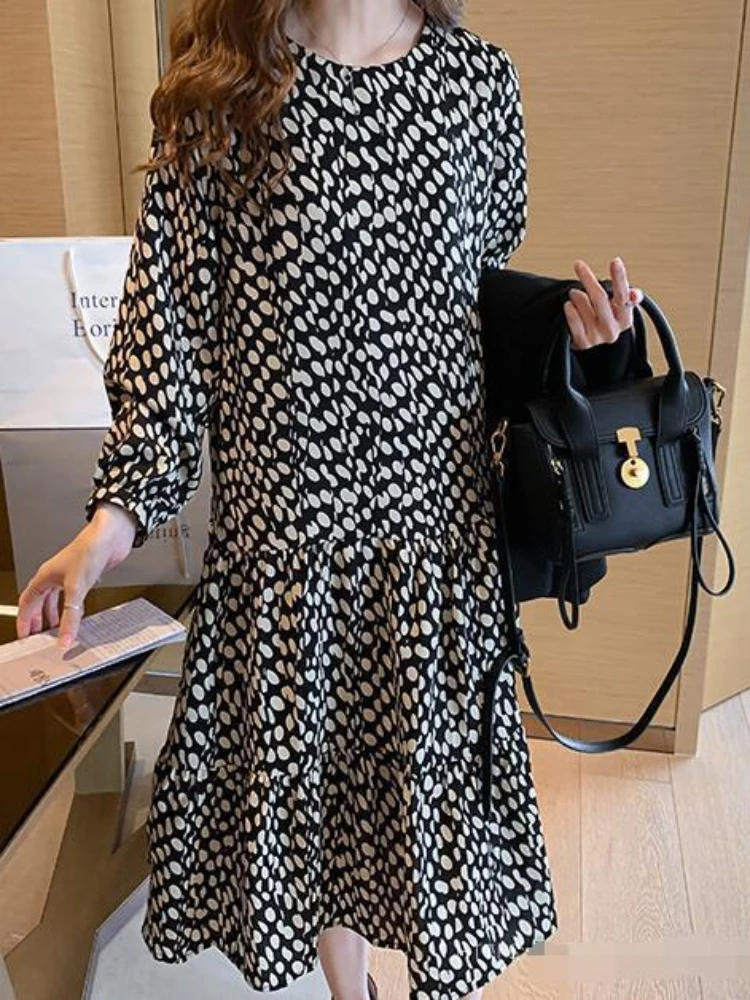 

Womens Dresses Elegant and Pretty French Polka Dot Long Sleeved Style Waistband Vestido Party Dress Dresses on Offer Liquidation