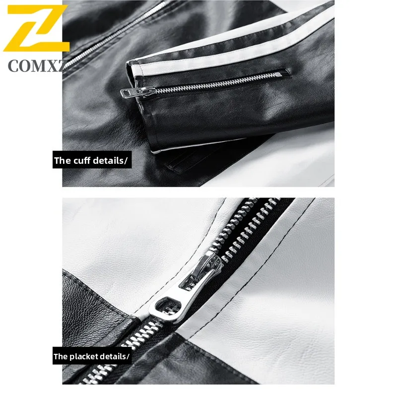 Men's Vintage Biker Jacket Stand Collar Loose Fit PU Leather Coat Water-Resistant Windproof Streetwear Motorcycle Outerwear 2025