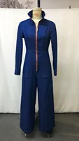Women's Lapel Retro Zipper Pocket Long-Sleeved Wide-Leg Jumpsuit - Image 3