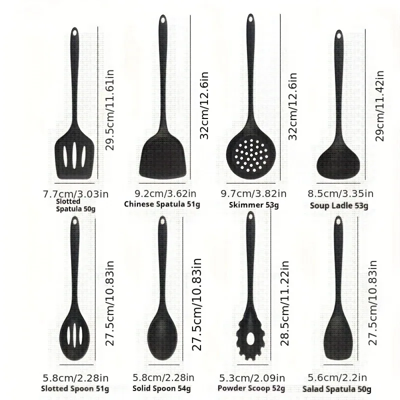 Silicone Kitchen Utensils Set - Non-Stick, Dishwasher Safe Cooking Tools