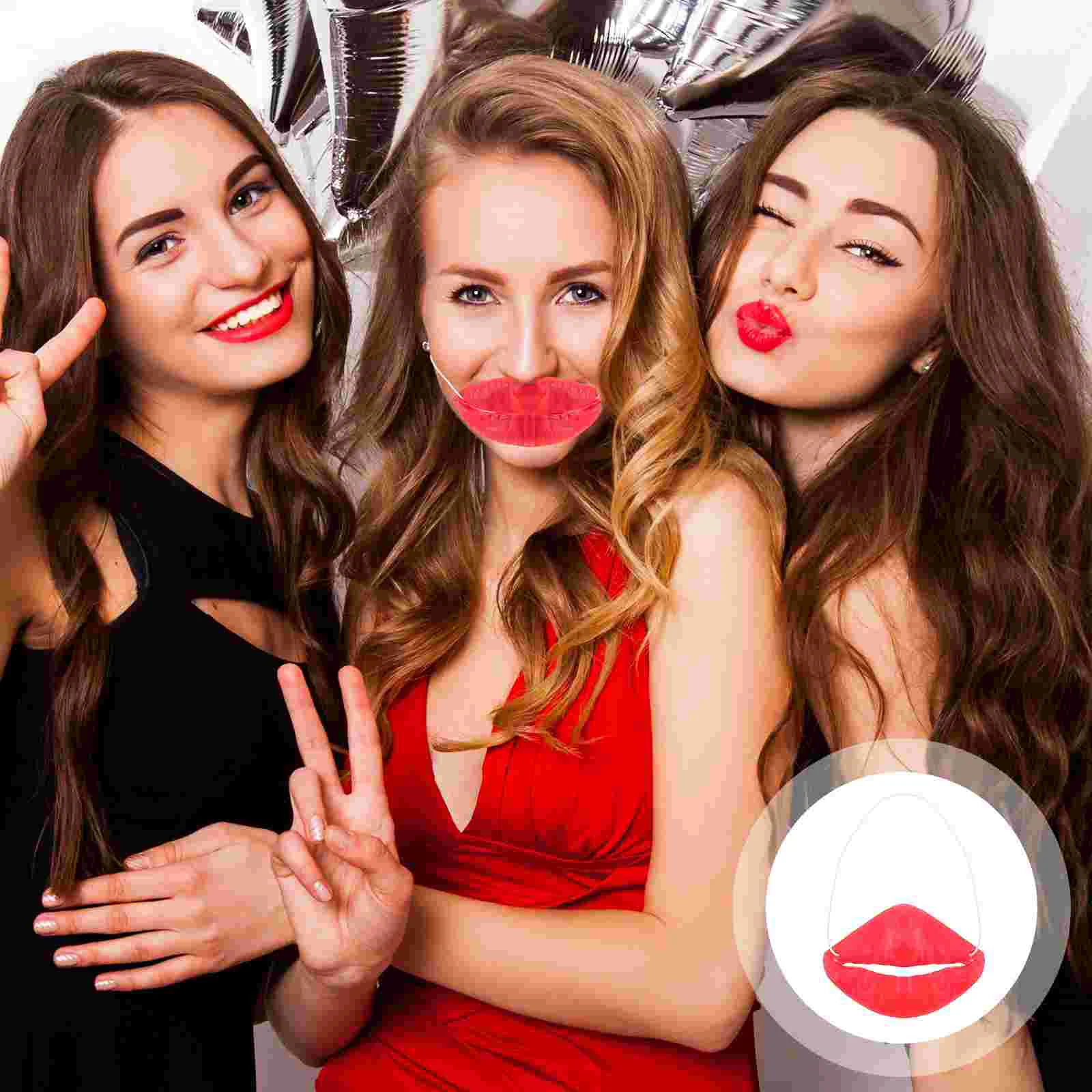 Party photo props 2 Pcs Big Mouth Prop Funny Facial Props Sausage Cartoon Jokes Red Lips Dance Party Halloween Party Supplies