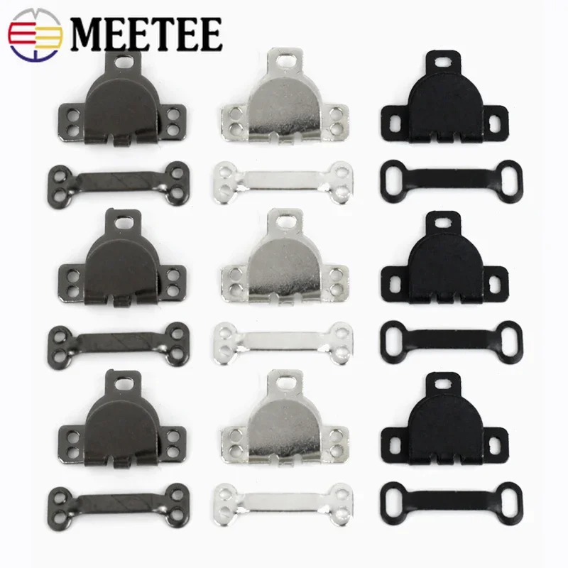 Meetee Metal Invisible Garment Hooks and Eye Trousers Jeans Clothes Adjust Clasp Buckle Hanger Sewing Closure Accessories 50Sets