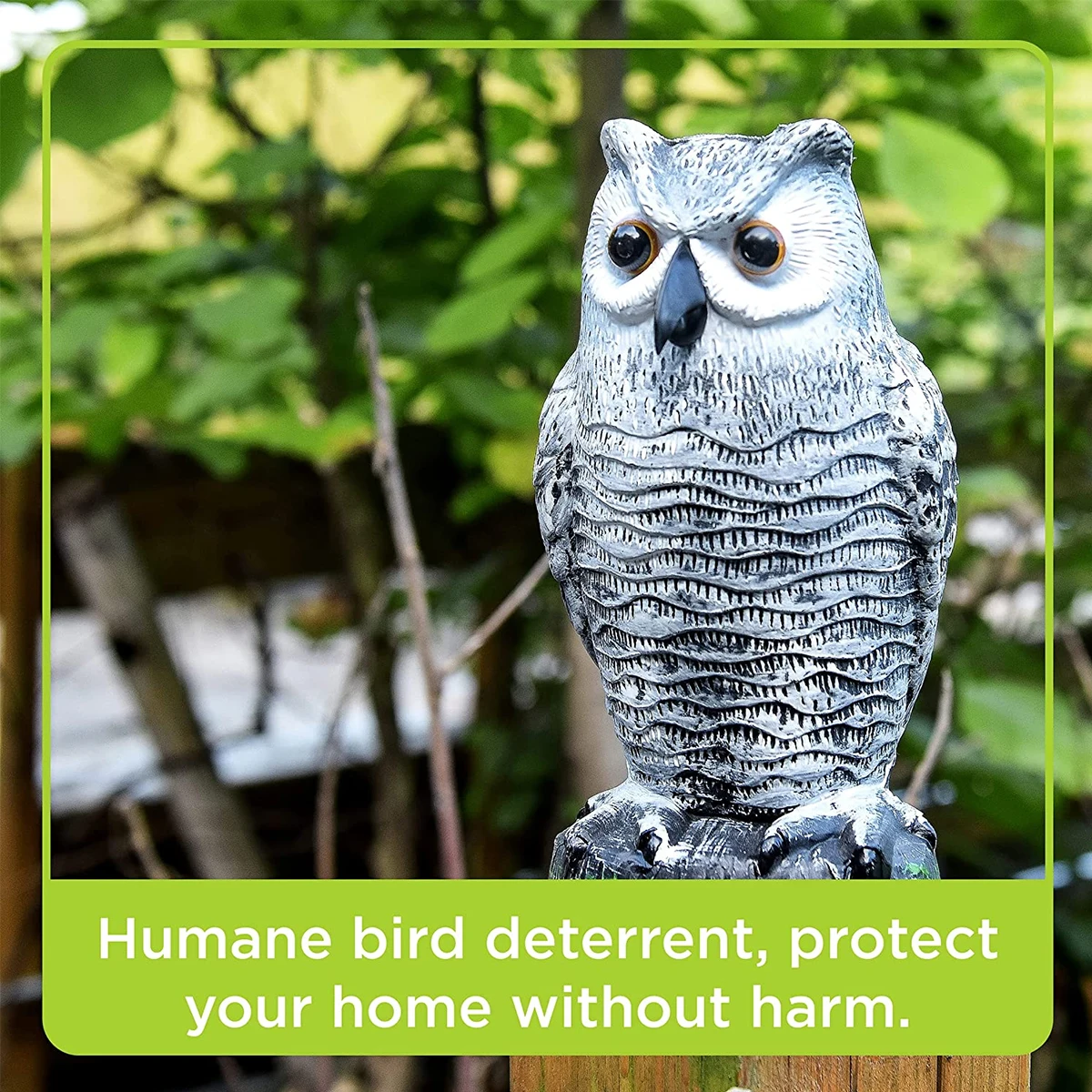 Plastic White Owl Decoy with Flashing Eyes for Garden Bird Control