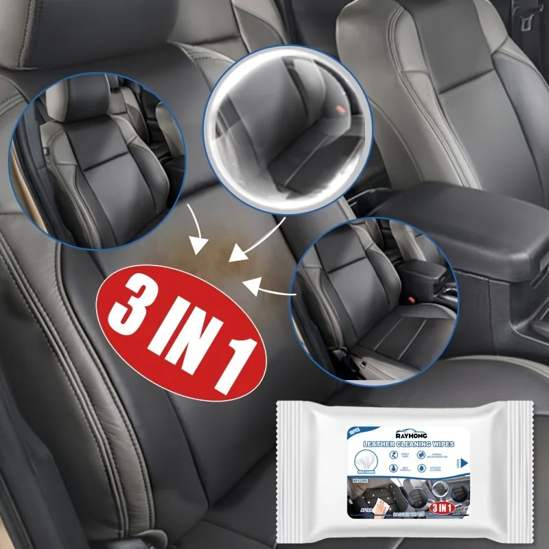 3in1 Car Leather And Seat Interior Cleaning Wipes Clean Decontamination Free Water Car Interior Clean Wipes 10pcs/pack