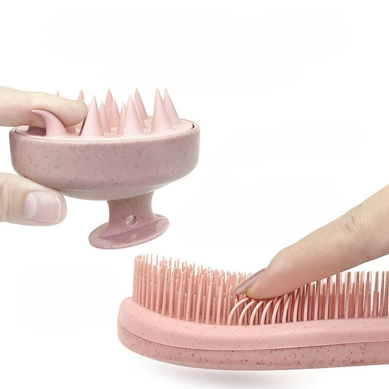 Cross-border hot-selling wheat straw comb set 2-piece hair styling comb shampoo comb massage silicone shampoo brush 15 Cross-border hot-selling wheat straw comb set 2-piece hair styling comb shampoo comb massage silicone shampoo brush - Image 3