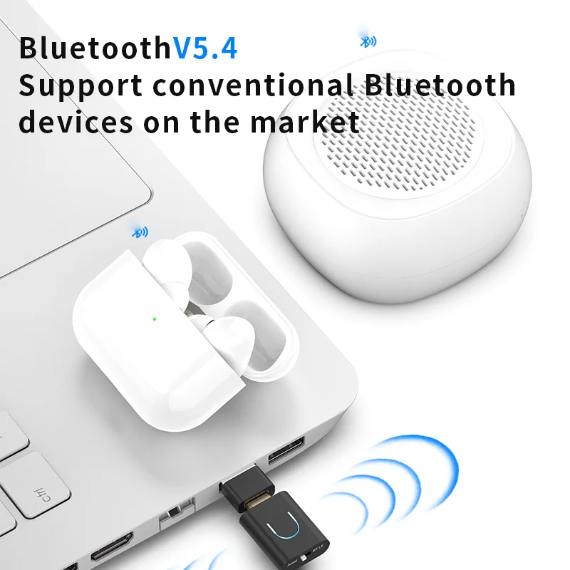 LC3 Bluetooth-compatible 5.4 Audio Transmitter aptX-LL/HD Type-c Wireless Stereo Music Adapter with Auracast for PC TV for PS4/5