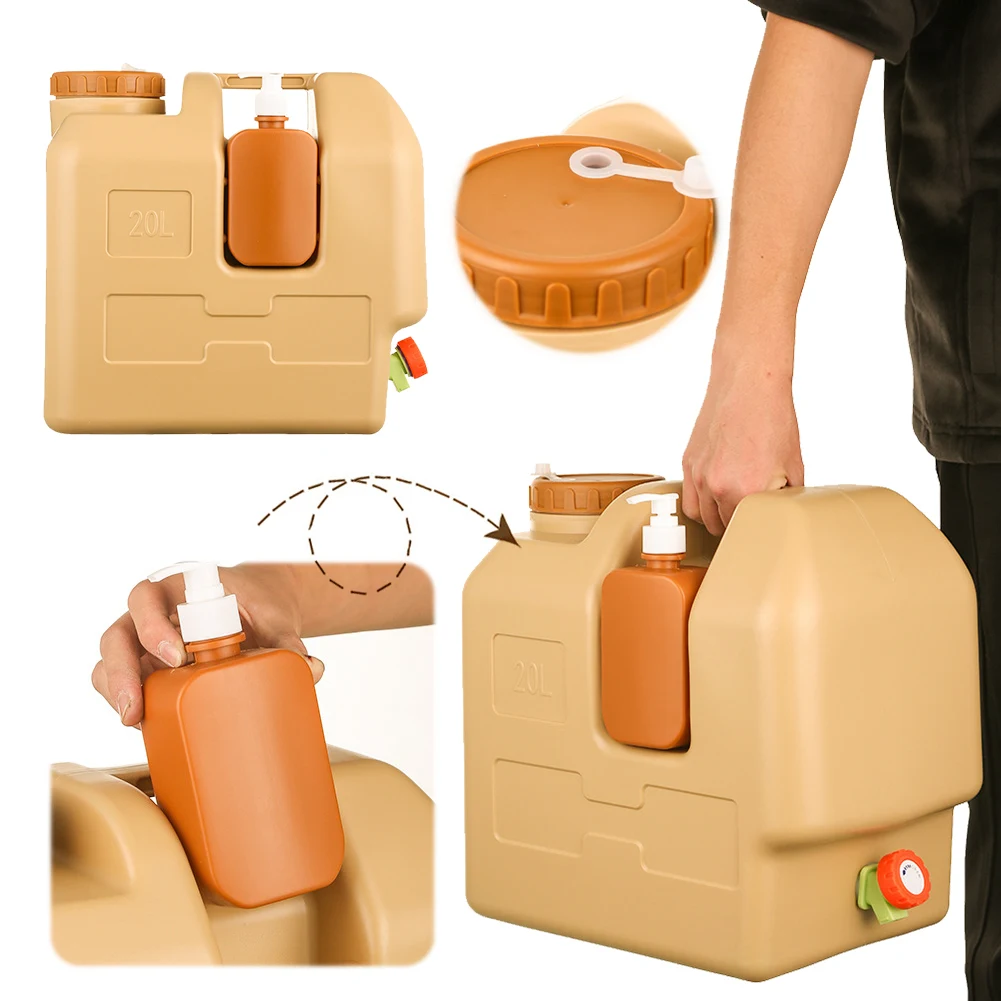 Portable Water Jug 20L Portable Camping Water Jug with Spigot and Soap Dispenser Water Tank BPA Free Storage Tank for Outdoor Camping Car