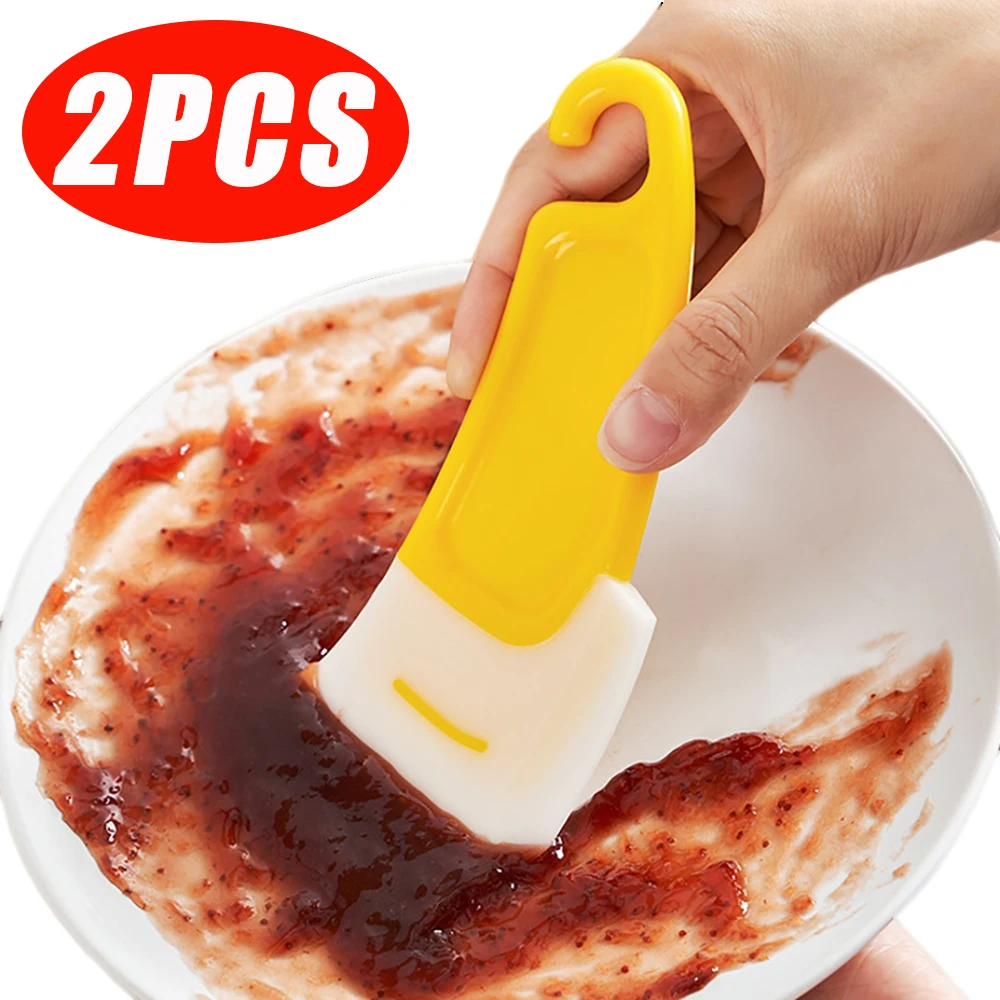 2Pcs Kitchen Oil Cleaning Spatula Silicone Scraper Oil Stain Cleaner