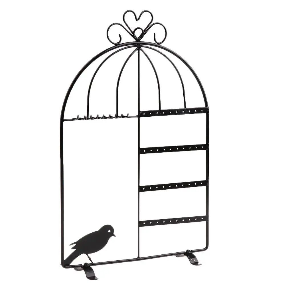 Bird Cage Metal Wire Earring Holder Jewelry Organizer Hanger Display Stand