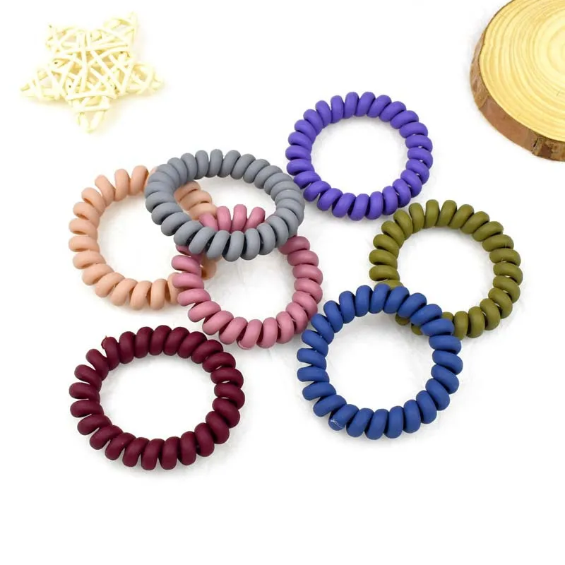 Bold frosted matte large telephone line hair ring hair accessories tie hair headdress big bracelet spring leather case