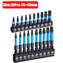 Premium Impact Torx Drill Bit Set - Magnetic Hex Head Screwdriver Bits (20PCS  Mix)