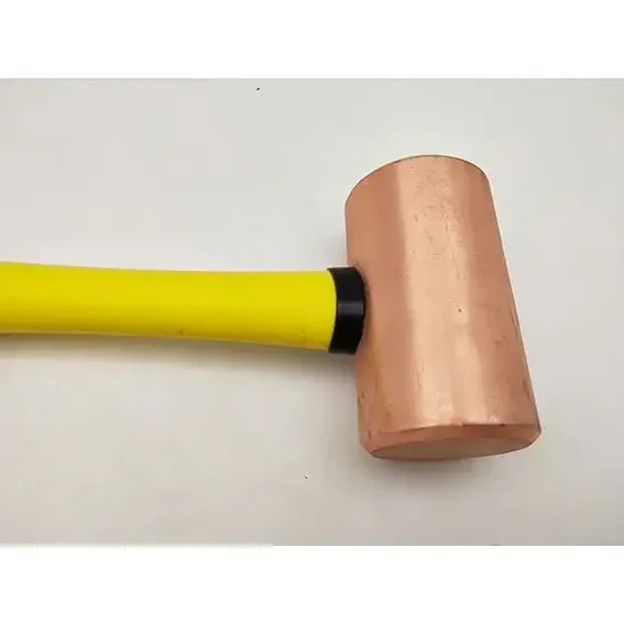 Solid cylindrical hammer, pure copper round drum hammer, round head octagonal hammer, red copper rubber/wood handle mold 4