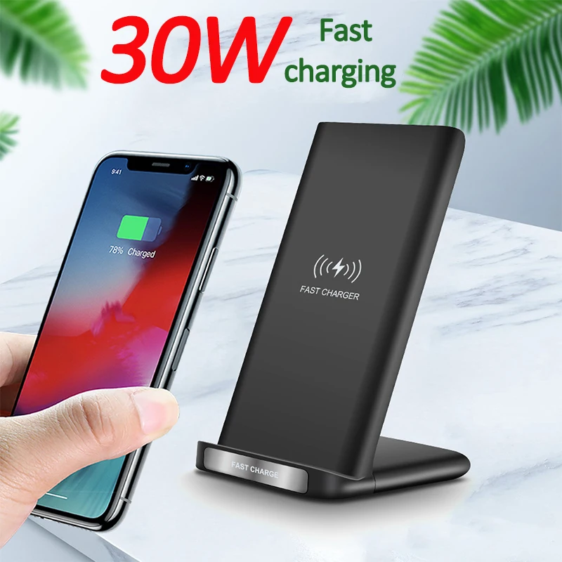 30W Qi Wireless Charger Stand Fast Charging Dock Station For iPhone 12 11 Pro X XS Max XR 8 Samsung S20 S10 Xiaomi Phone Holder |