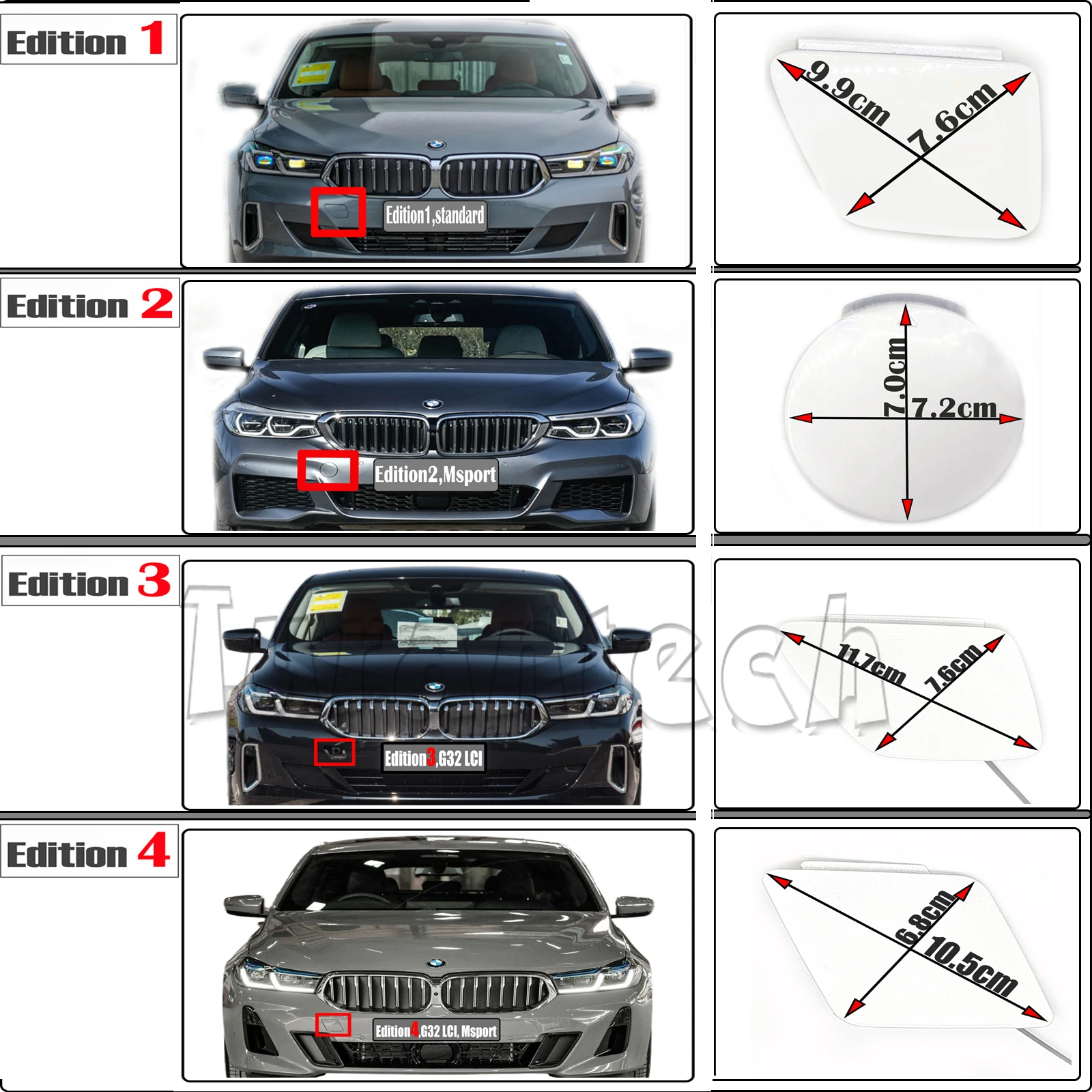 Передняя буксировочная Крышка для 17-24 BMW GT series GT6 G32 620d 630d 630i 640d 640i Gran Туризм бампер с крючком