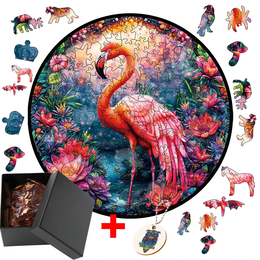 

Деревянная головоломка с фламинго, асимметричные фигуры животных, семейная Веселая игра, развивающая игрушка, идеальный подарок на день рождения, деревянная головоломка
