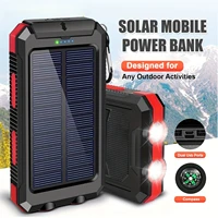 Banque d'énergie solaire étanche grande capacité Powerbank charge rapide batterie externe avec SOS pour IPhone Samsung Xiaomi 2