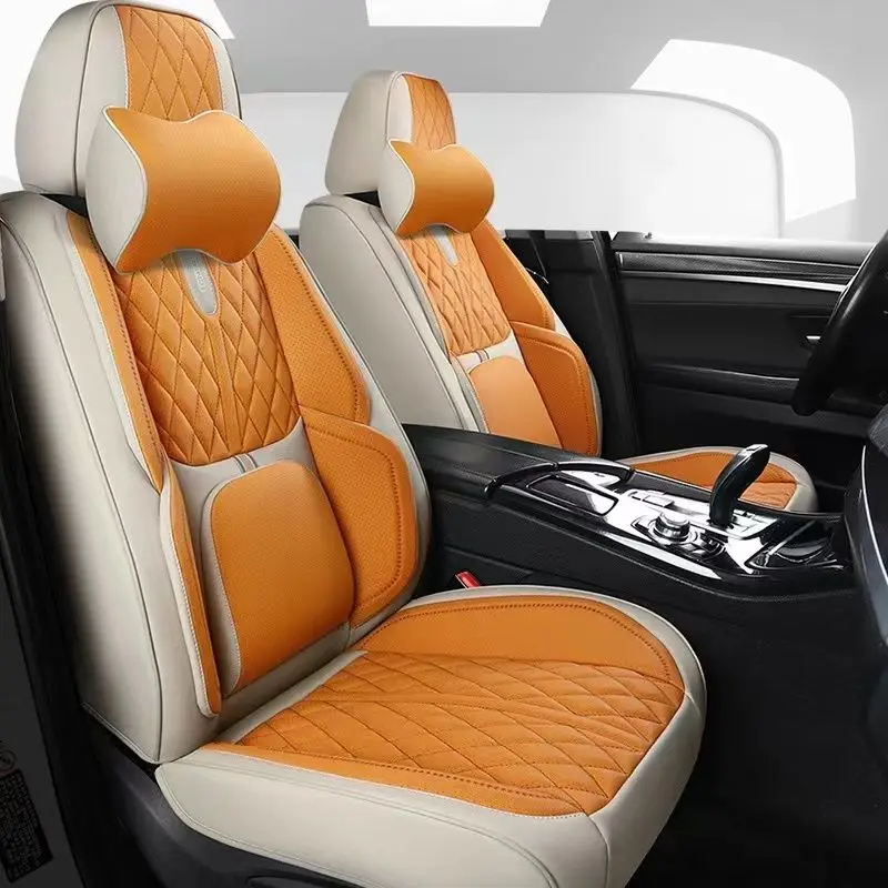 Universal Car Seat Covers Durable ECO Diamond Lattice Quality Leather Seat Cover for 90% Sedan SUV 5-Seaters Car