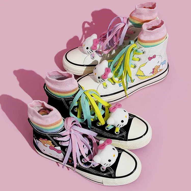 

Hello Kitty My Melody Shoes Plimsolls Mikyo Canvas Shoes Rope Sneakers for Girl Breathable Casual Cute Pink Sport Shoe