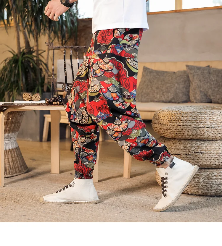 2022 Summer Mens Baggy Cross Pants Men Women Hip-hop Print Wide Leg Pants Male Casual Vintage Long Trousers mens harem joggers