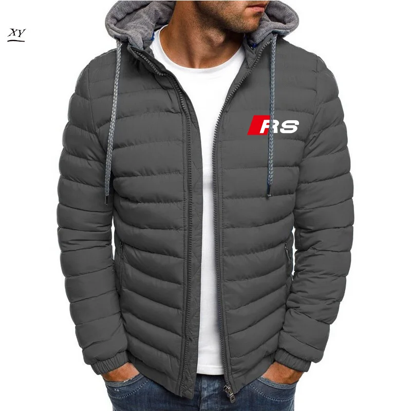 2024 new fashionable and versatile casual men's top Winter Logo Coats Warm Thick Jackets Hooded Overcoats Brand Clothing 3
