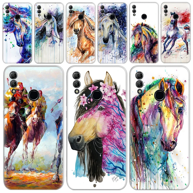 Custodia Morbida Trasparente Per Cavallo Con Pittura A Olio Animale Per Huawei Honor 10 Lite 9 20I 8S 8A 8X 9X 50 Y5 Y6 Y7 Y9S P Smart 2019 Co