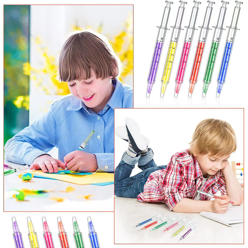 Ballpoint Pen 6Pcs Ballpoint Pen with Liquid Syringe Injector Shape