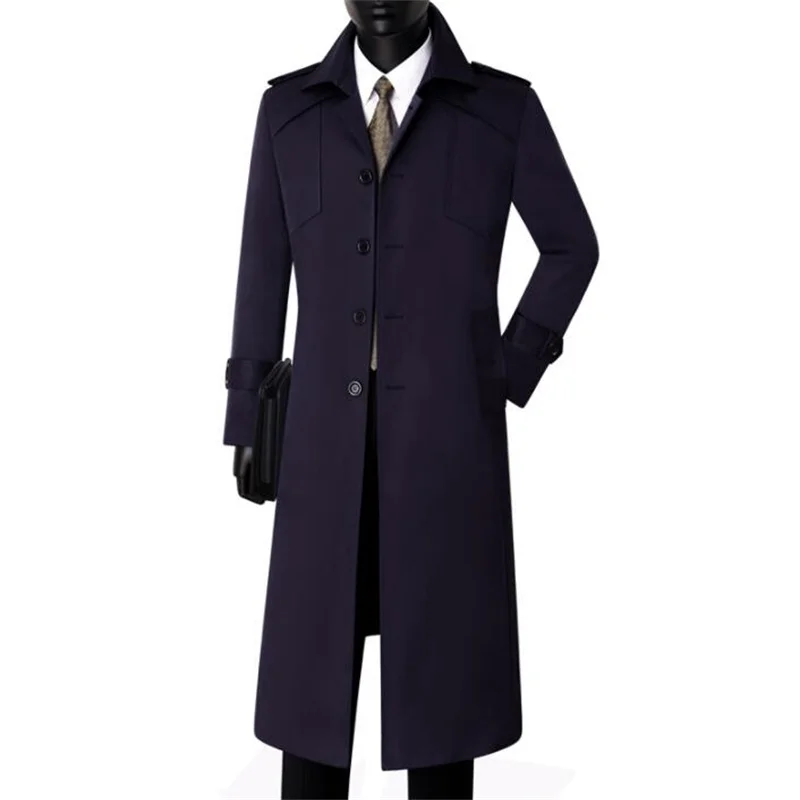 Simple trench coat men's fashionable ironing free long windbreaker