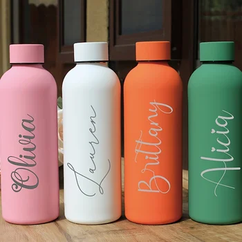 Custom Name Thermos Large Vacuum Flask 304 Stainless Steel Portable Thermos Bottle 0.5L Outdoor Sports Water Bottle Travel Mug
