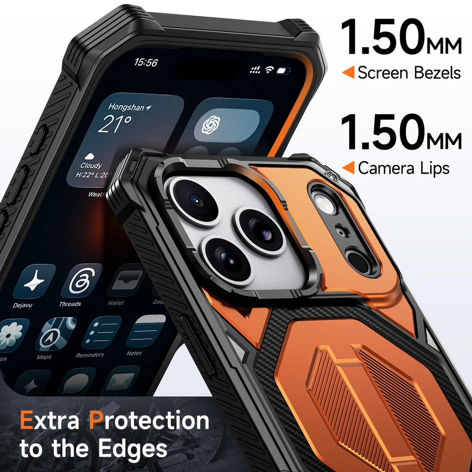 Coque Antichoc Pour IPhone 17/16/15/14/13/12 Avec Anneau Rotatif Et Support MagSafe