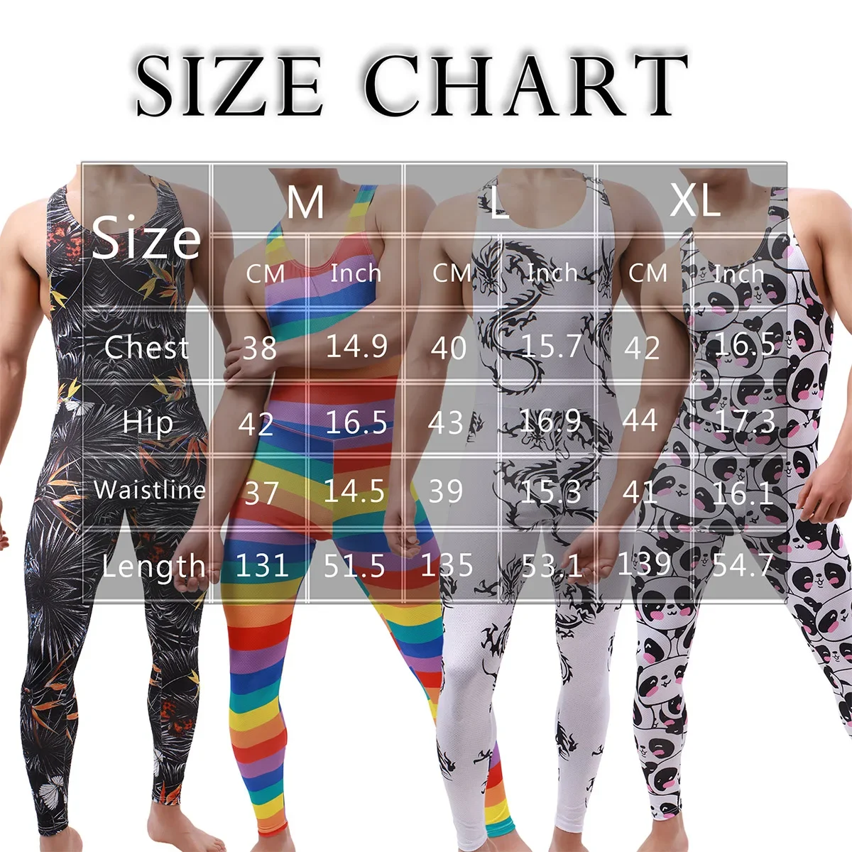 YUFEIDA Sexy Mens Undershirt Legging Pajama Male Breathable Jumpsuit Leotard Underwear Rainbow Print Wrestling Singlet Bodysuits
